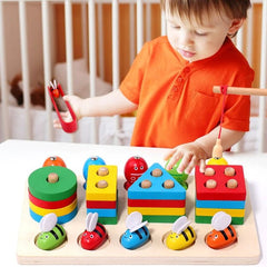 5-in-1 Sorting, Stacking, Magnetic Fishing & Bee Catching Game | Toddler Learning & Fine Motor Skills Toy