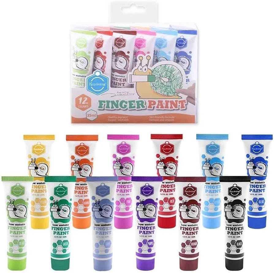 keepSmiling Super Washable Finger Paint Set for Kids – Non-Toxic, Skin-Friendly Safe Toddler Paint Set for Arts, Crafts, Early Learning & DIY Handprint Painting