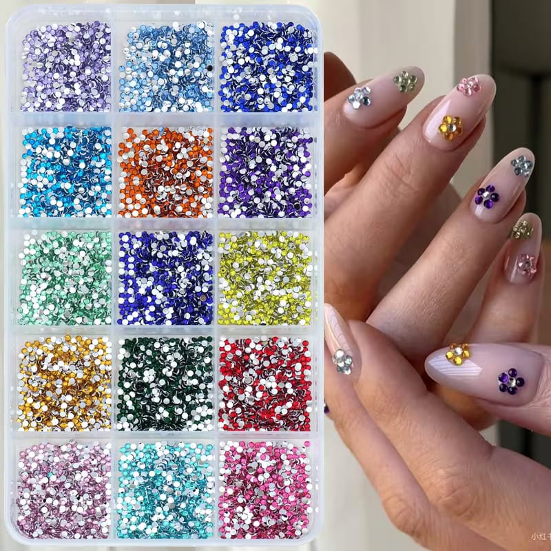 15-Color Rhinestone Gem Kit with Precision Tweezers & Picker Pen - Professional Grade Multi-Color Acrylic Flatback Gems for DIY Crafts, Nail Art, Face Gems, and Jewellery Making - Safe & Non-Toxic