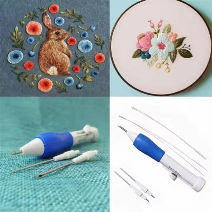 Stitching Punch Needle Kit, Felting, Adjustable Tool, Sewing, Embroidery Pen. Rug Hooking Yarn