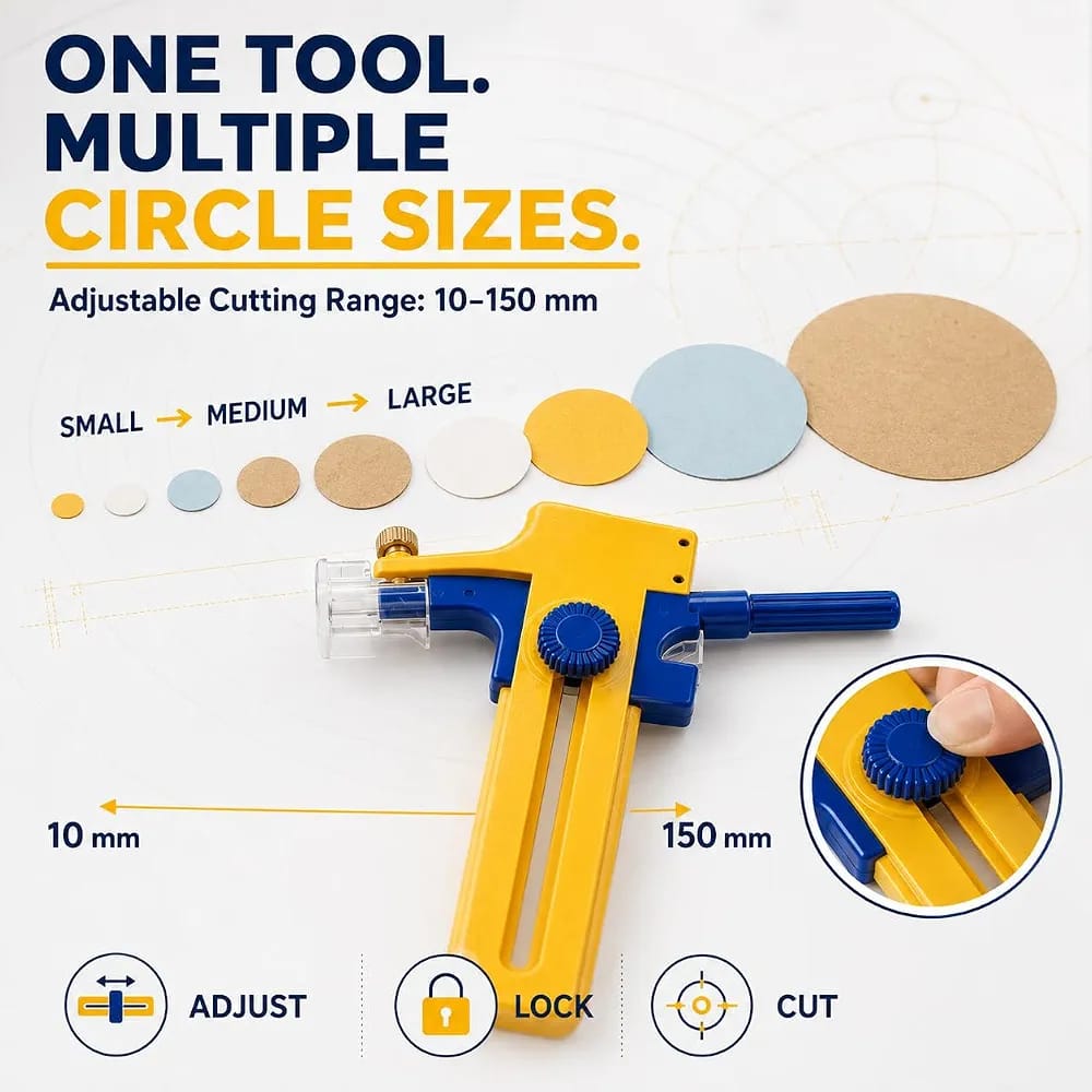 Adjustable Rotary Circle Cutter Tool | Precision Circular Paper Cutter for Scrapbooking, Card Making & DIY Crafts
