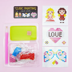 Cubic Painting Kit for Kids - DIY 5D Diamond Painting Mosaic Art Craft Set, Pixel Diamond Art Sticker Toy with Tools