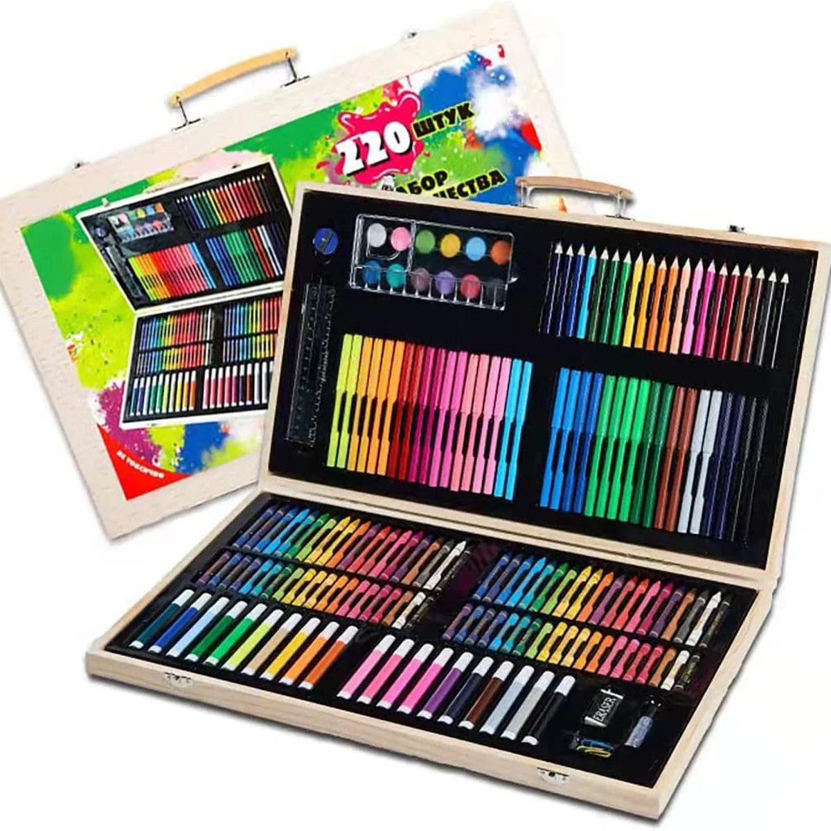 Wooden Painting Arts & Craft Drawing Color Kit 180pcs for Kids