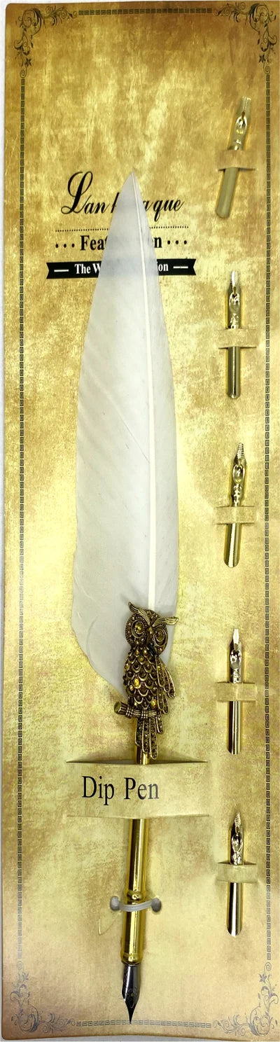 Feather Calligraphy Dip Pen with 5 Nibs Set - Multicolour