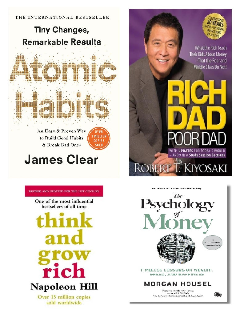 Set Of 4 Books |Atomic | Think And Grow | Rich Dad | Phycology Best Selling Famous Books KS