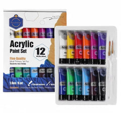 KeepSmiling Acrylic Paint Set 30ml – 6, 12, 18, 24 & 36 Colors | Art & Craft Paints for Students & Artists