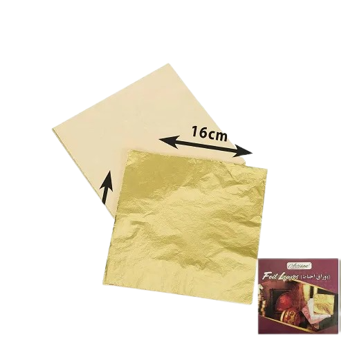 Golden Foil Leaf Sheet (6x6 Inch Each) 100 Pcs