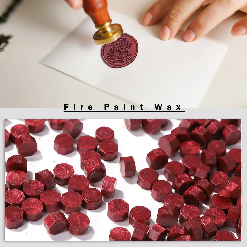 100pcs Octagon Red Sealing Wax Beads Retro Seal Stamp Beaded