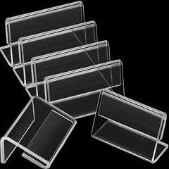 Clear Acrylic Sign Display Holder with Vertical Slanted Back, L Shape Clear Price Sign Stands Name Card Label Counter Top Stand for Restaurants Hotels Stores (5cm x 10cm)