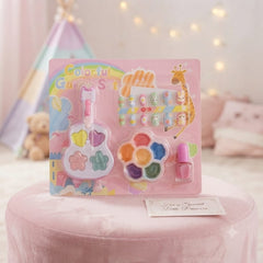 Kids Makeup & Nail Art Set - Colorful Pretend Play Toy Makeup Palette, Fake Nails, and Toy Polish for Girls