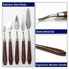 Palette Knives Set of 5 | Stainless Steel Painting Palette Knife Set |