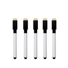 White Board Marker for kids with duster, 5 Pcs Pack ONLY Black Writing option