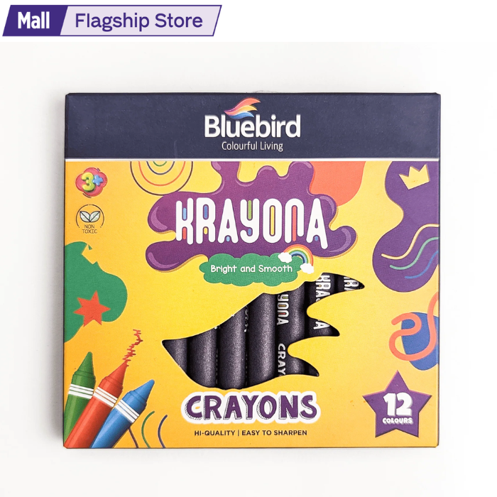 Krayona Set of 12 | Premium Wax Crayons for Kids | Bright Colouring Crayons for Drawing, School Projects & Art Activities | Non-Toxic
