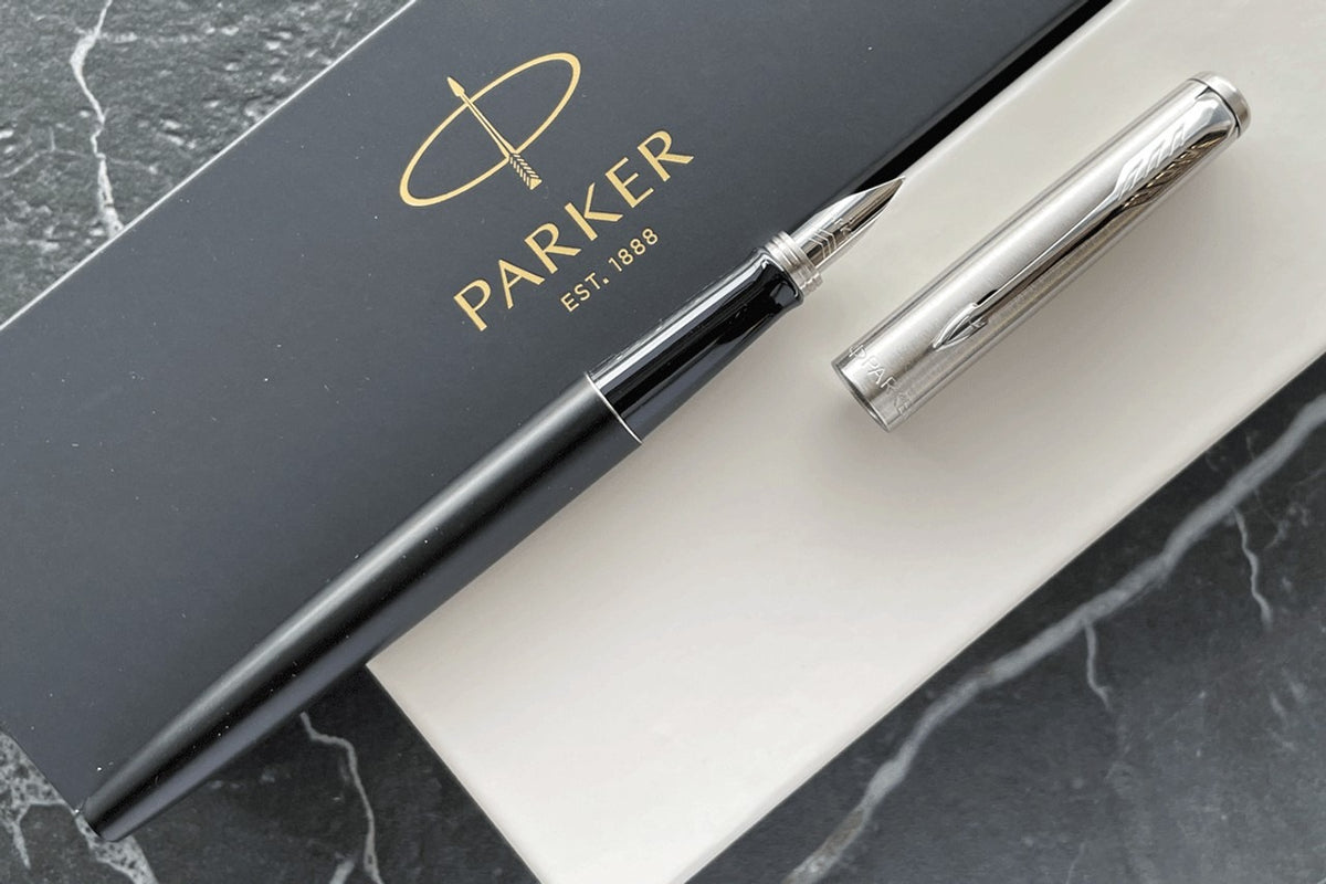 Parker Jotter Stainless Steel Metallic Body Black Fountain Pen