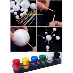 28pcs set Thermocol (Thermopol) Balls Solar System Universal Kit with Paints, Brush and sticks