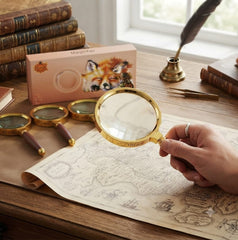 Keep Smiling Vintage Handheld Magnifying Glass with Wooden Handle