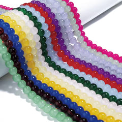 100pcs 8mm Glass Imitation Jade Bead Color Round Bead Handmade DIY Bracelet Necklace Jewelry Making Loose Bead Material without storage box