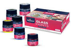 Bluebird Vibrant Glass Paints Set - 6 Colors x 25ml Create Stunning Stained Glass Artwork