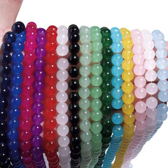100pcs 8mm Glass Imitation Jade Bead Color Round Bead Handmade DIY Bracelet Necklace Jewelry Making Loose Bead Material without storage box