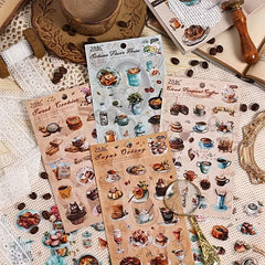 Sweet Cookies Sticker Sheet - Vintage Food, Cake & Coffee Aesthetic Stationery Decals for Journal, Planner, DIY Crafts & Scrapbook