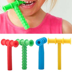 Kids Chewing Tube T-Shape Chewy Teether Baby Oral Motor Chew Tools Tuxtured Auti