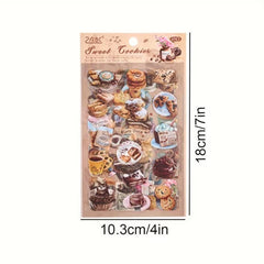 Sweet Cookies Sticker Sheet - Vintage Food, Cake & Coffee Aesthetic Stationery Decals for Journal, Planner, DIY Crafts & Scrapbook