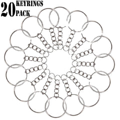 50 Pcs Key Rings with Chain and Open Jump Rings for Crafts - Bulk Metal Key Chain Ring Base for DIY Keychain Making