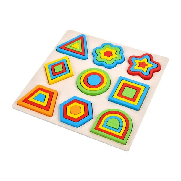 Manipulative Wooden colorful jigsaw shape puzzle boards