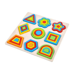 Manipulative Wooden colorful jigsaw shape puzzle boards