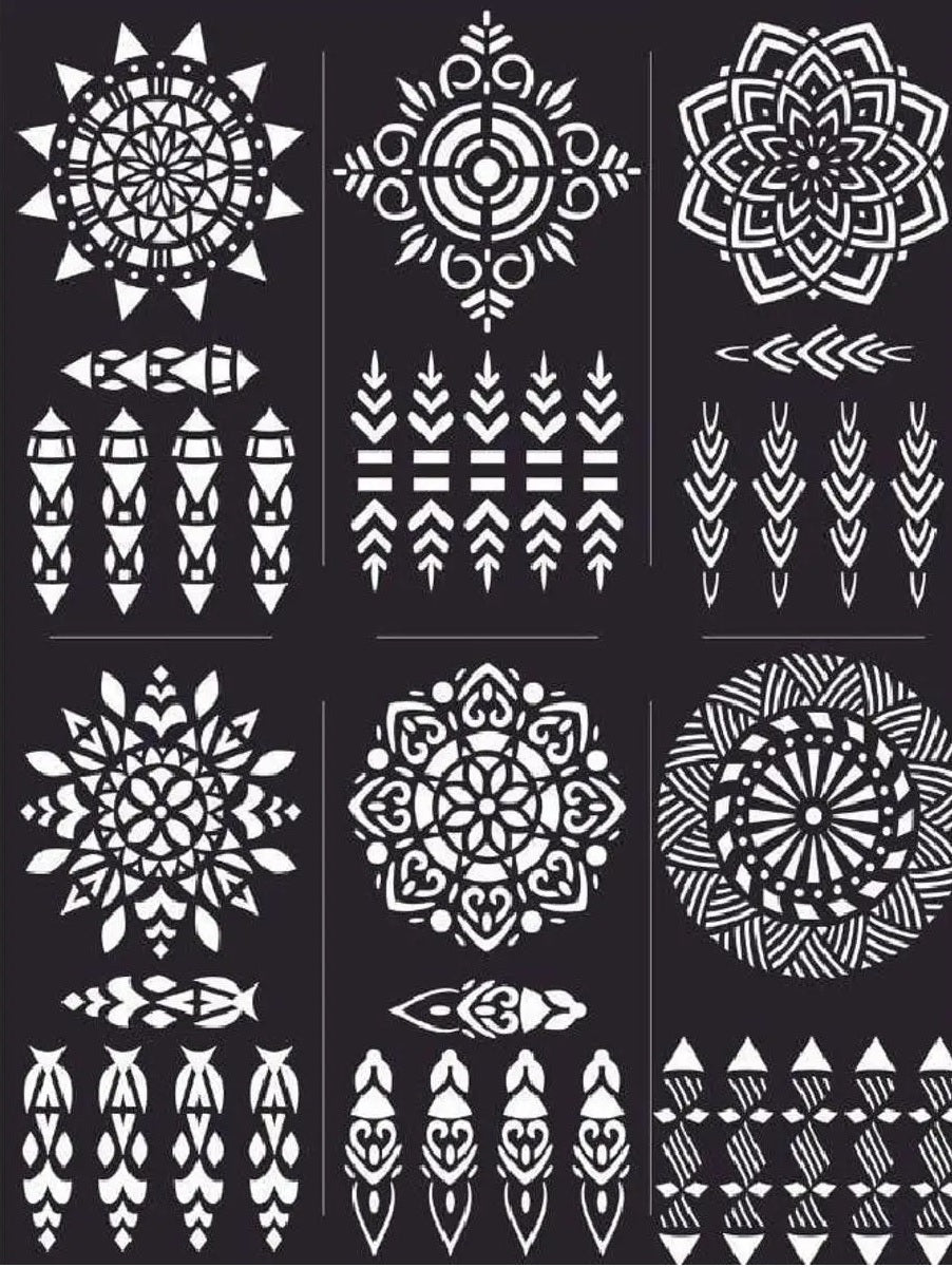 Mehndi Steaker Six Design Sheet  Mehndi Art Six Design Sheet Different Design Sticker Mehndi For Women,Girls And Kids Hand