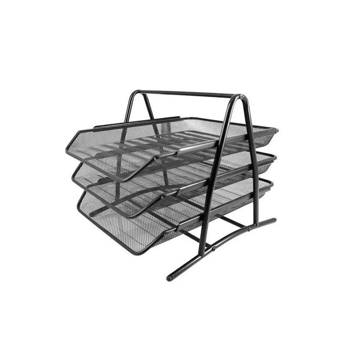 Heavy Duty Metal 3 Tier Desktop Document Letter Tray, Black