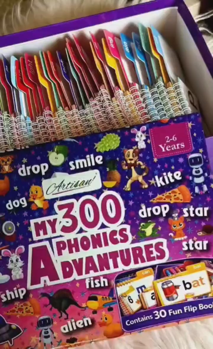 30 Read & Rhyme Flip Books – 300 Words Phonics Set | Kids Learning Box | English Reading Practice