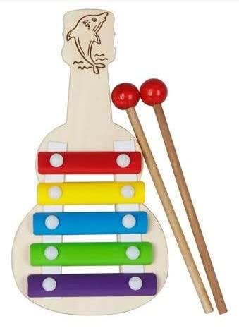 Wooden Xylophone Guitar Shaped with 5 Note,