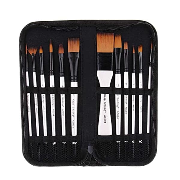 Keep Smiling A6094B (Fabric Pouch) Artist Value Brush Set of 12