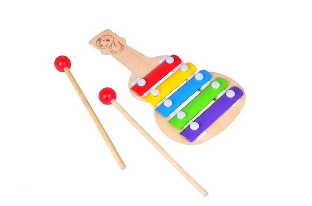 Wooden Xylophone Guitar Shaped with 5 Note,