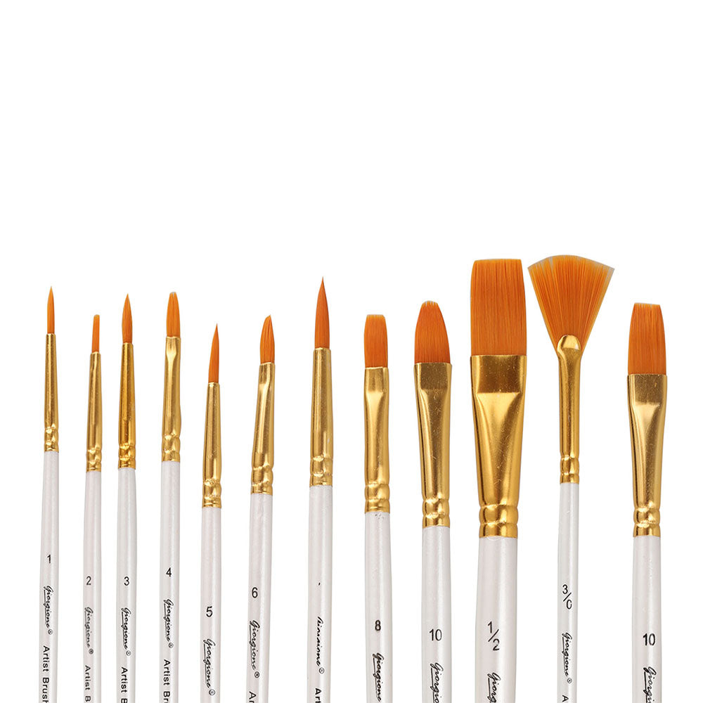 12Pcs Multi Shapes Artist Paint Brush Set