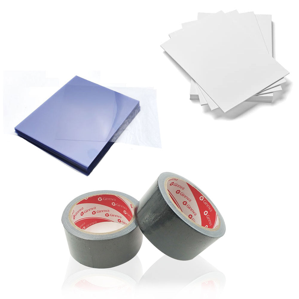 Book Binding Material, 50Pcs A4 Cards, 50Pcs A4 Plastic, And 2Pcs Binding Tape