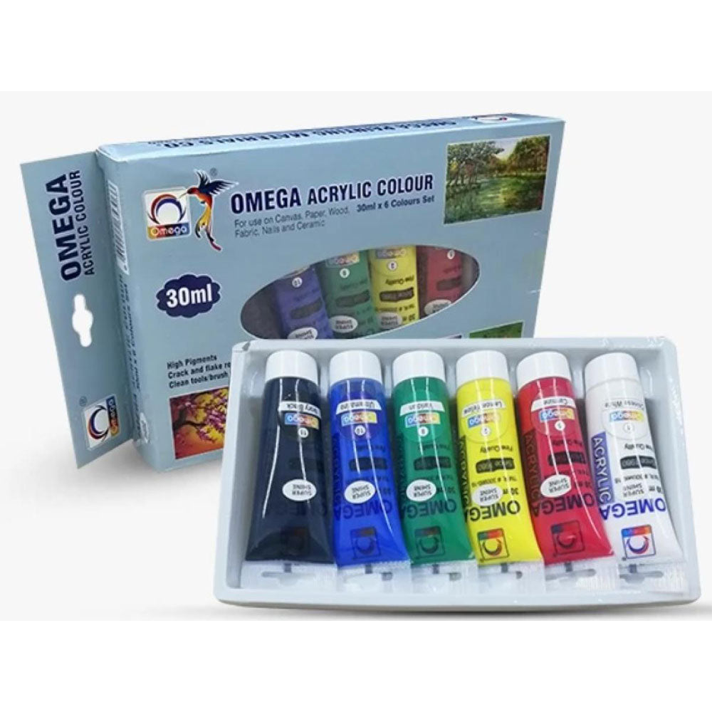 Omega Acrylic Paint - Pack Of 6 - 30 ML in a tube
