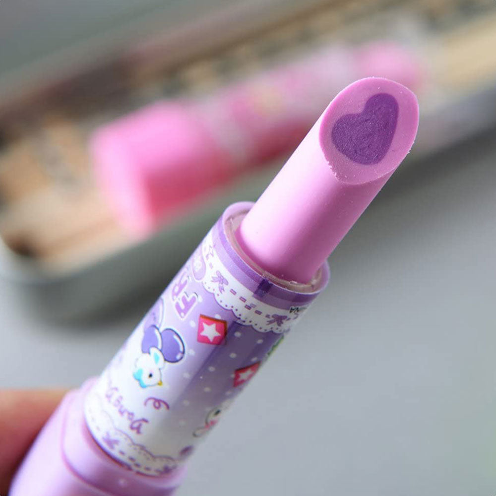 6 Pcs Lipstick Shape Eraser.