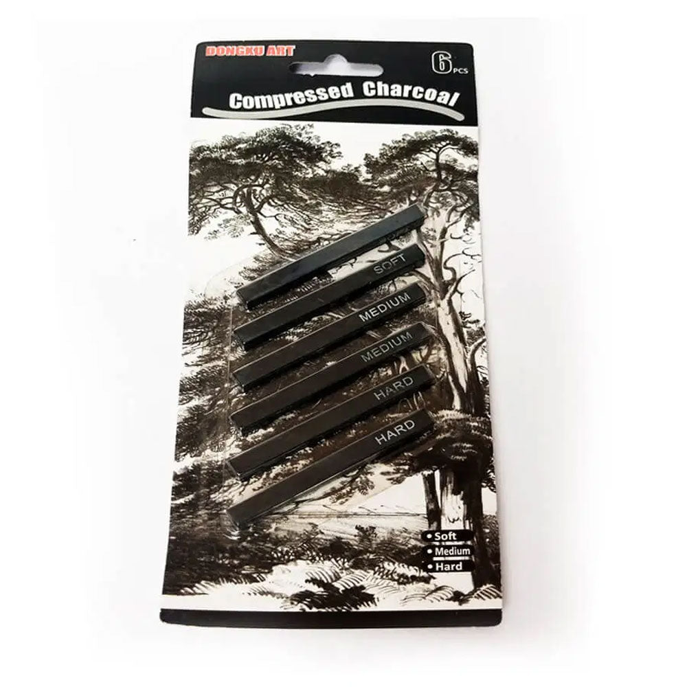 6Pcs Set - Compressed Charcoal Sticks For Sketching