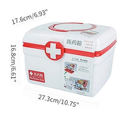 First Aid Emergency Medical Medicine Plastic Box With Tray - Small (8.46 Inches) And Large (10.75 Inches)