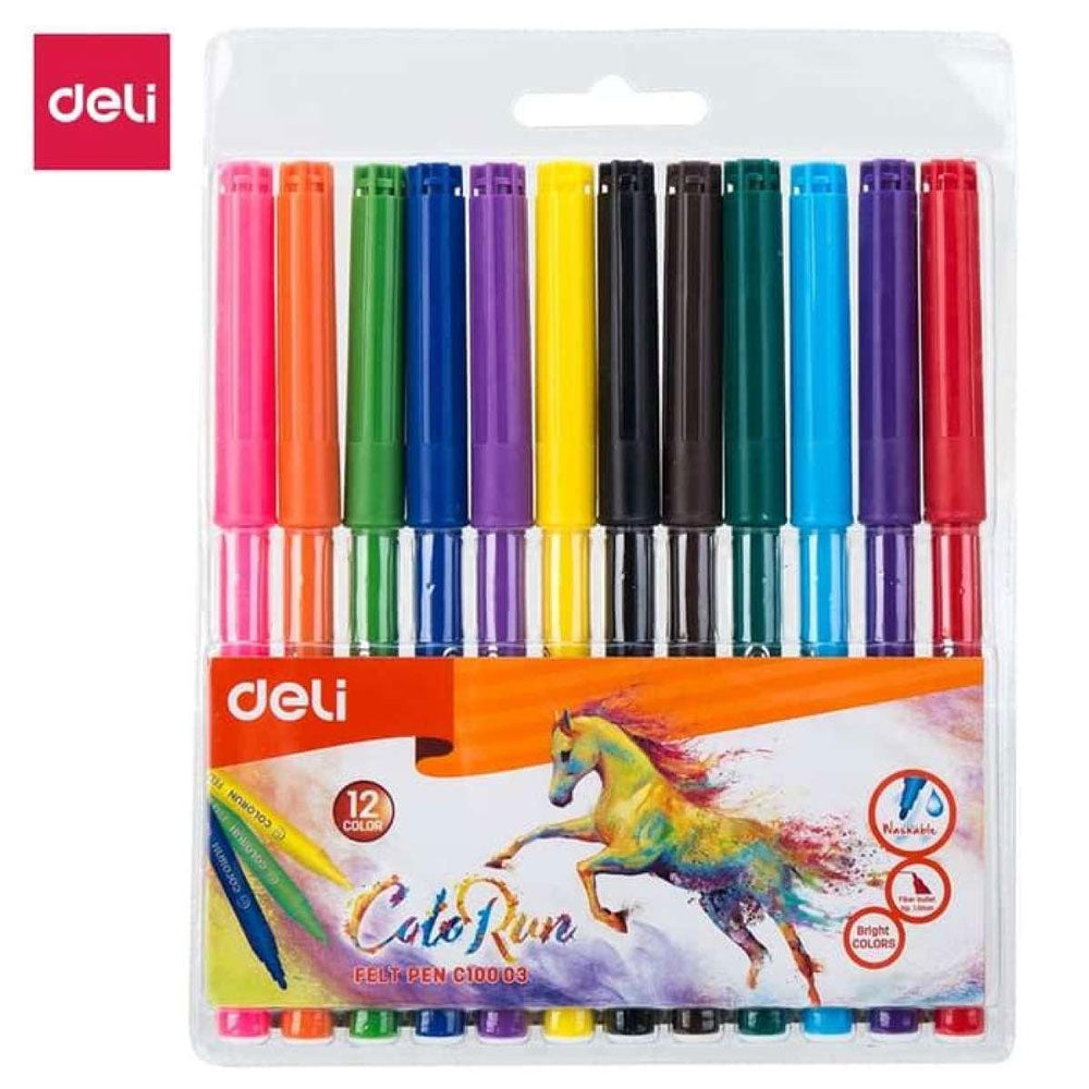 Deli Brand Colorun 12 Colours Felt Pen Markers