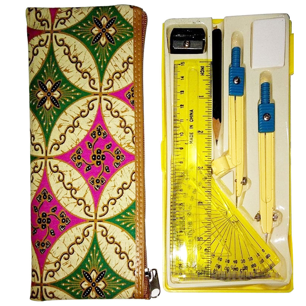 10Pcs Set Of Geometry Mathematical Set With Pouch-Yellow