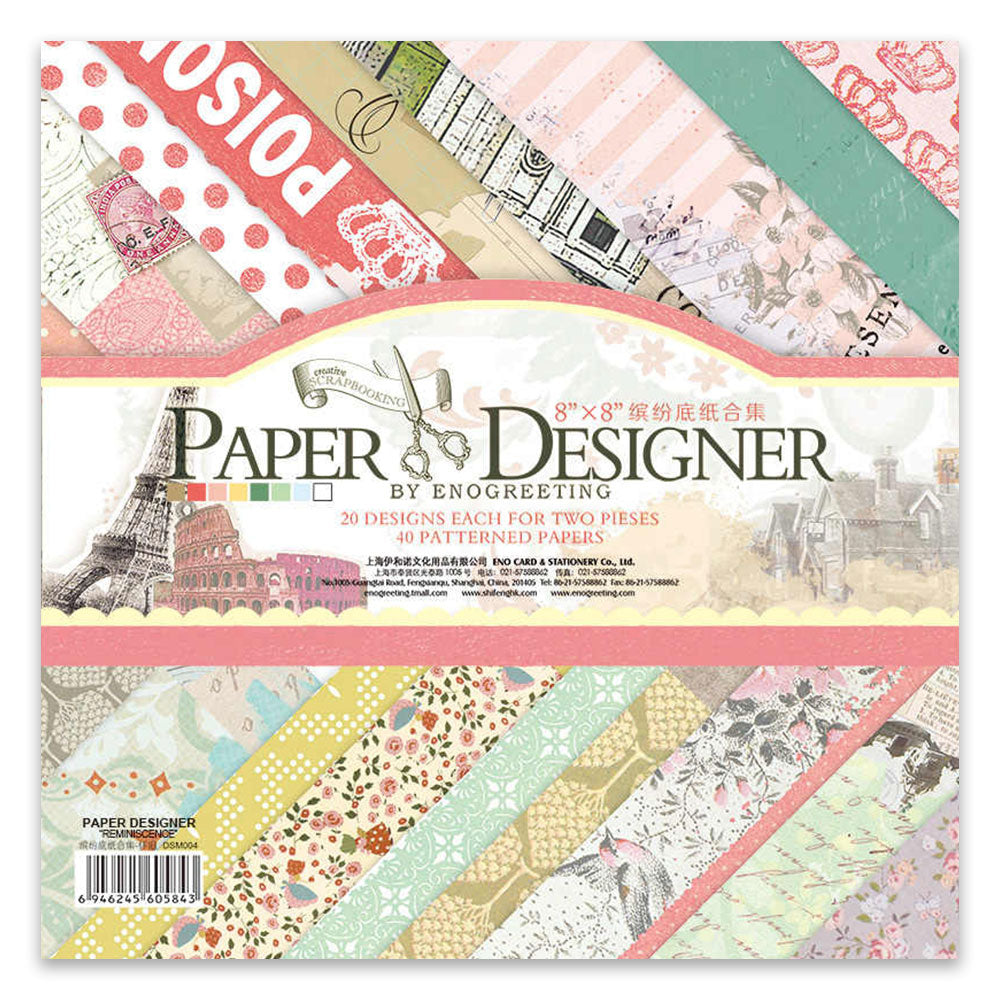 Design #Dsm004, 8X8Inch 40Sheets Printed Patterns Scrapbook Paper Origami Paper Diy Gift Card Making Handmade Home Deco Pattern Paper Flower Paper Pack