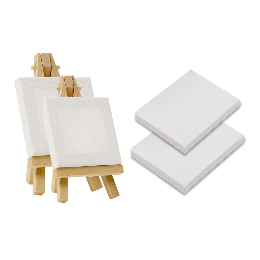 Epsilon Canvas Set Of 4 With 2 Wooden Easel ( 12/10/8/6 )