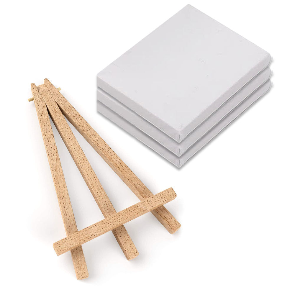 Canvas Set Of 3 ( 6X6 Inches )With 1 Wooden Easel