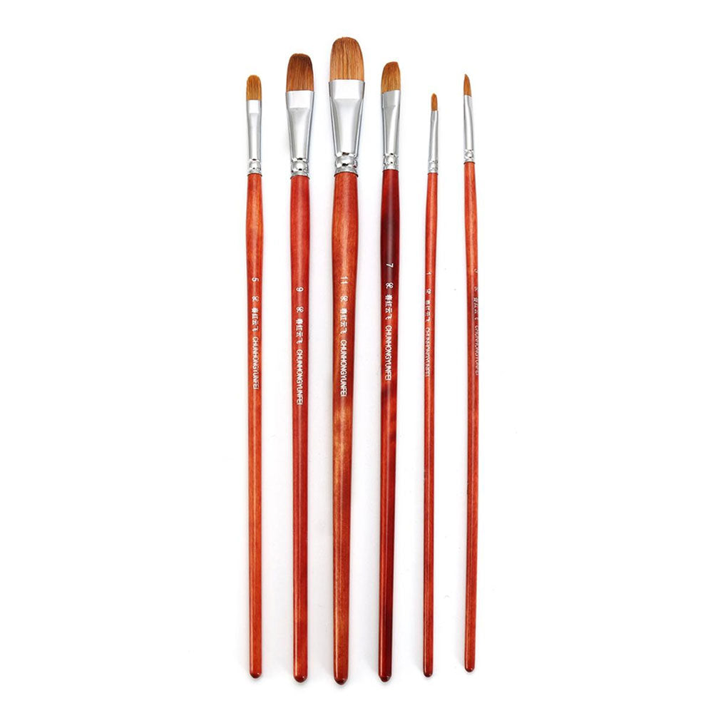 Pack Of 6 - Filbert Brush Set - Brown