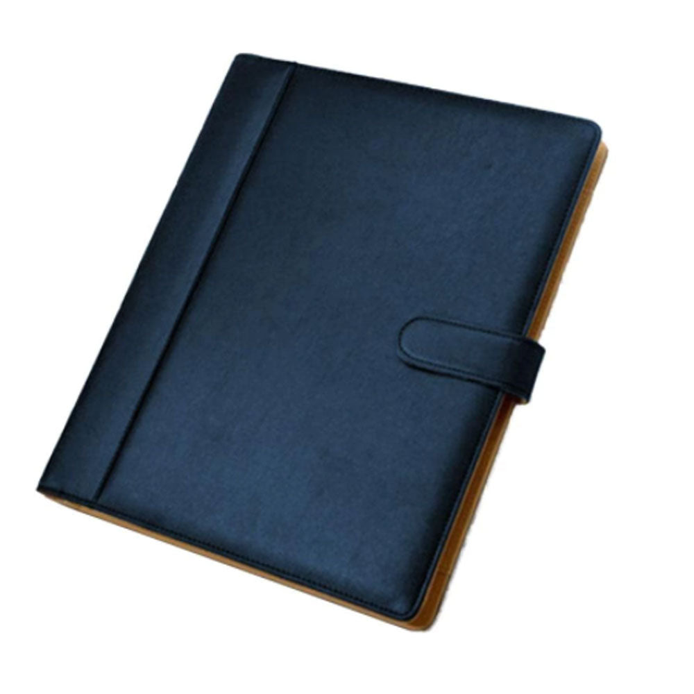 Blue - 8 Pockets File Folder A4 Pu Ring Binder Display Notebook Folders With Calculator Document Bag Organizer