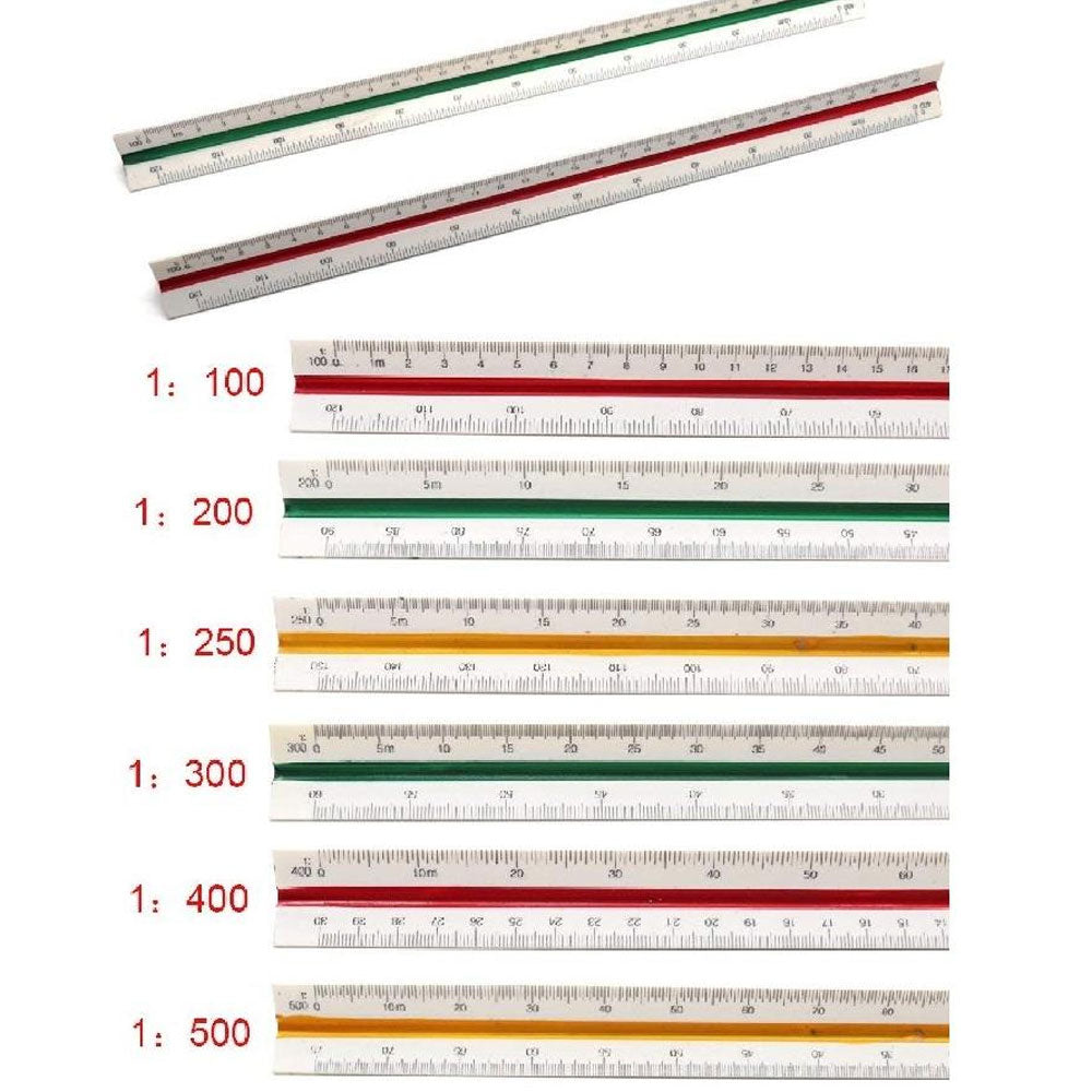 Triangular Architect Scale Ruler Color Coded Grooves Architectural Scale