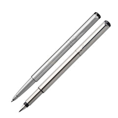 Silver Gift Pen Set Of 2Pcs {Fountain / Ink Pen And Roller Ball Pen}